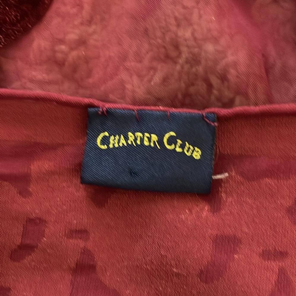 Charter Club Burgundy Silk Fringe Wrap Scarf - Picture 6 of 8